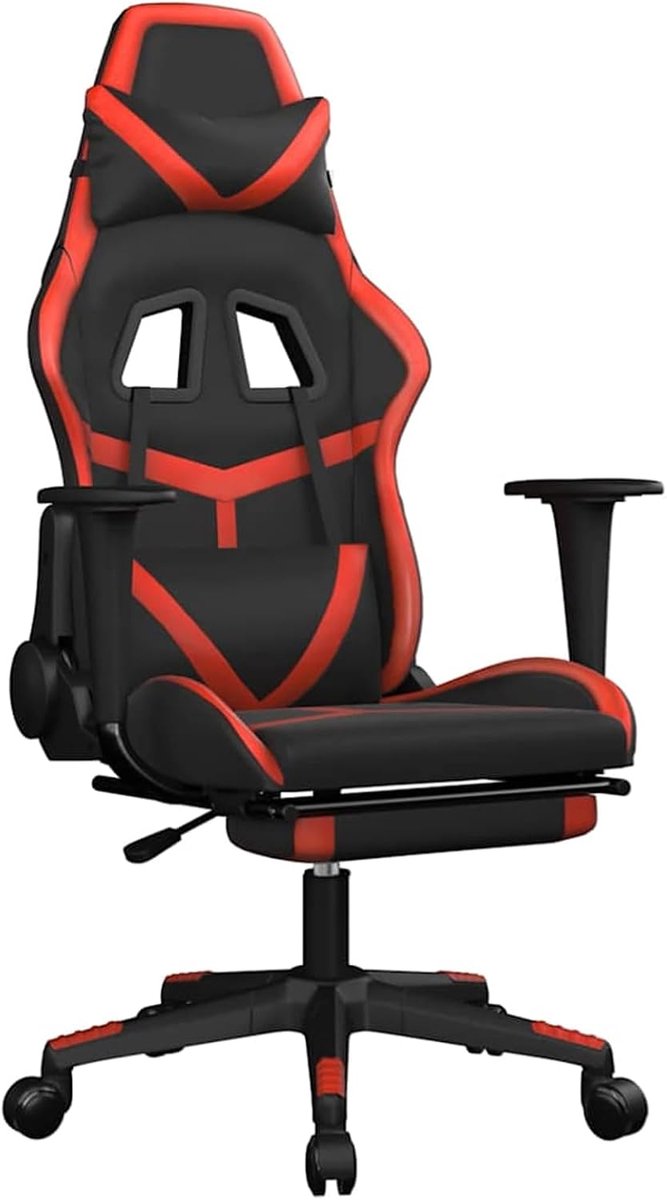 Gaming Chair - Bureau Stoel - Ontspannen Zitten - Met Massagefunctie - 52 x 51 x 24 cm - Zwart Rood — afbeelding 4