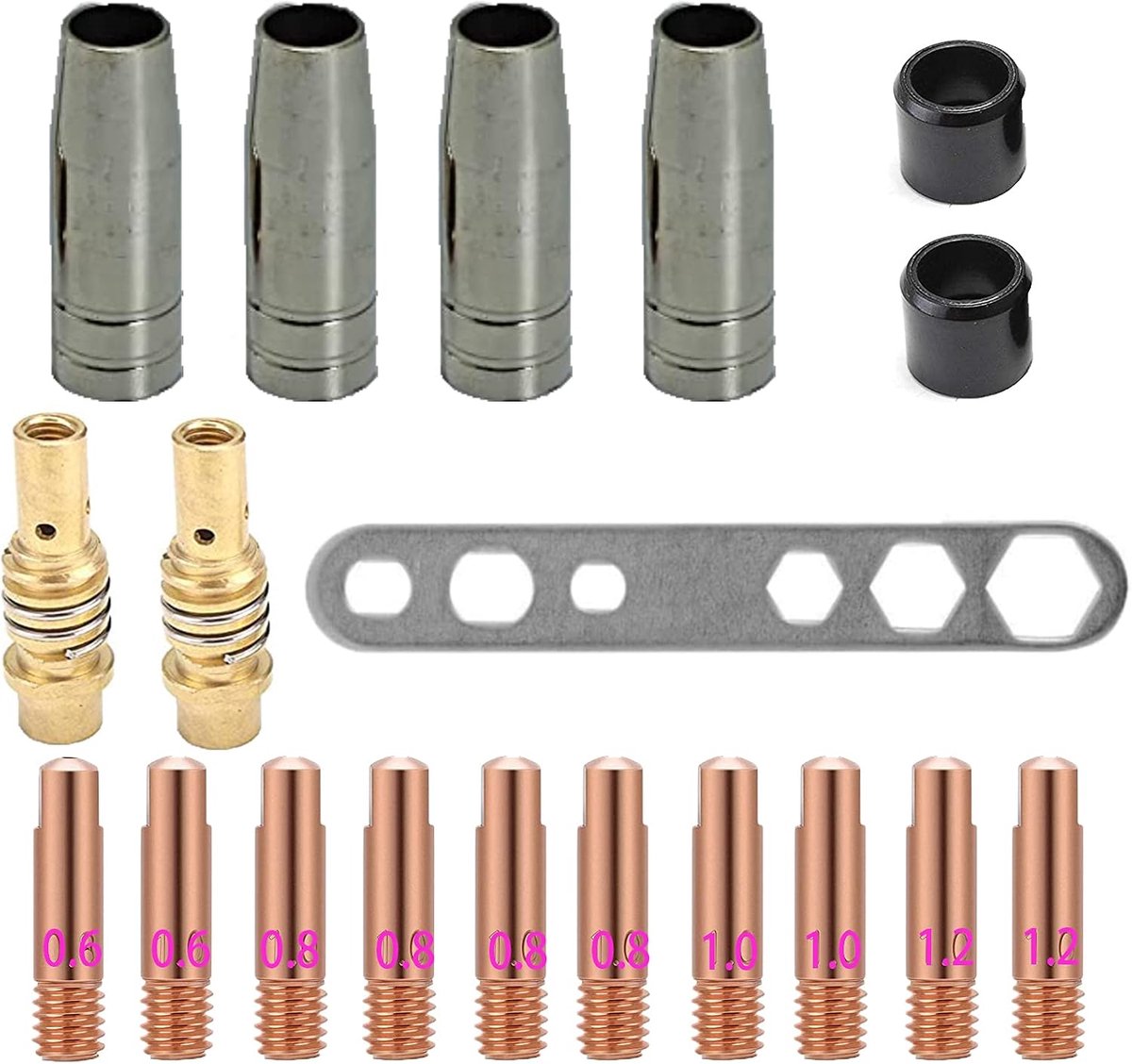MIG MAG Welding Accessories MB15AK, Welding Machine Spare Parts, Welding Burner Accessories, 19-Piece Set of Wear - ShopVlot