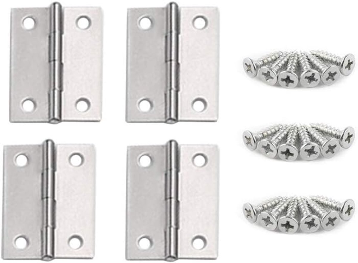 Stainless Steel Bearing Hinges - Furniture Door Hinges Cabinet Drawer Hinges Small Hinges with Matching Fixing Screws - ShopVlot