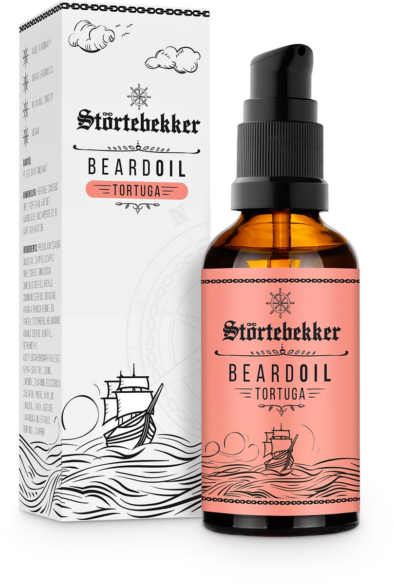 Störtebekker® Premium Baardolie Tortuga (kruidig-frisse geur) - Dagelijkse Baardverzorging voor 3-Dagenbaard tot Volle Baard - Beard Oil Vegan 50ml - Baardolie Heren - Hoogwaardige Ingrediënten - Made in Germany