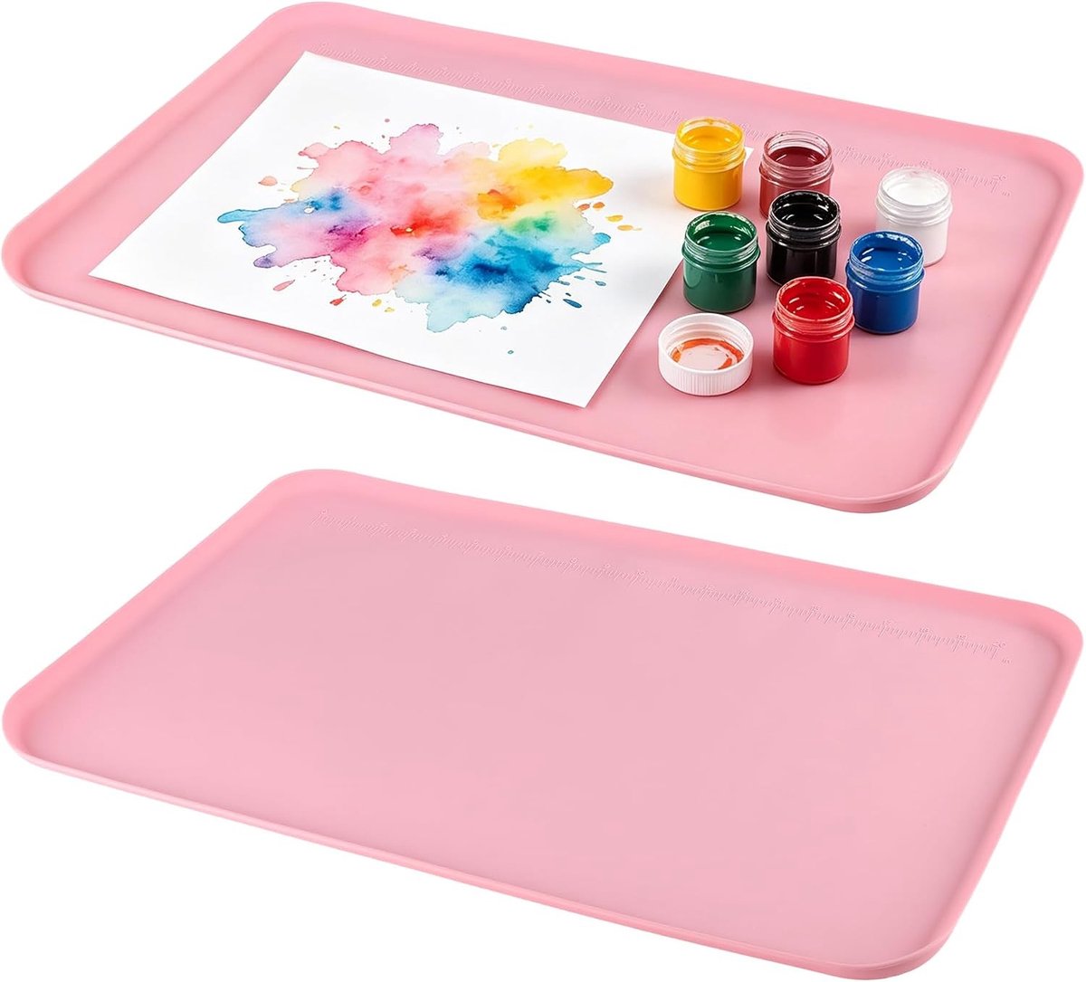 Grote roze siliconen knutselmat 60 x 40 cm met verhoogde randen voor schilderen en knutselen, ideale onderlegger voor creatief werk