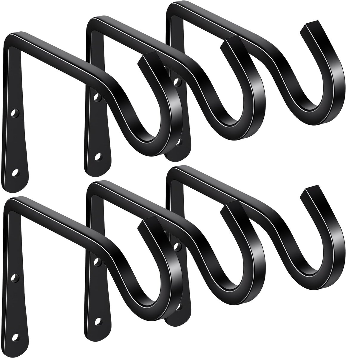 Omgoods - Set van 6 Wandhaken voor Planten en Decoraties - Zwart en Stevig