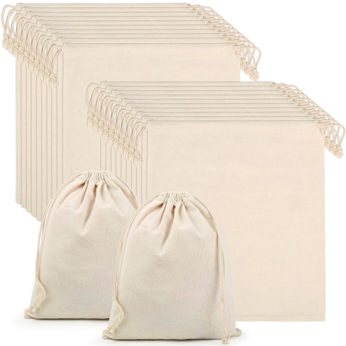 Omgoods - Set van 25 Katoenen Trekkoordzakken voor DIY en Geschenken