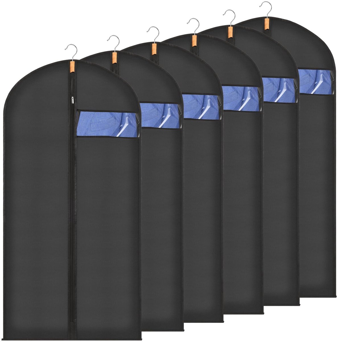 Omgoods - Set van 6 Ademende Kledinghoezen 140 x 60 cm - Stofbescherming voor Lange Jurken en Kostuums