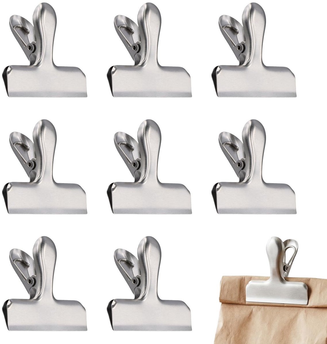 Omgoods - Set van 8 RVS Sluitclips voor Voedselverpakking