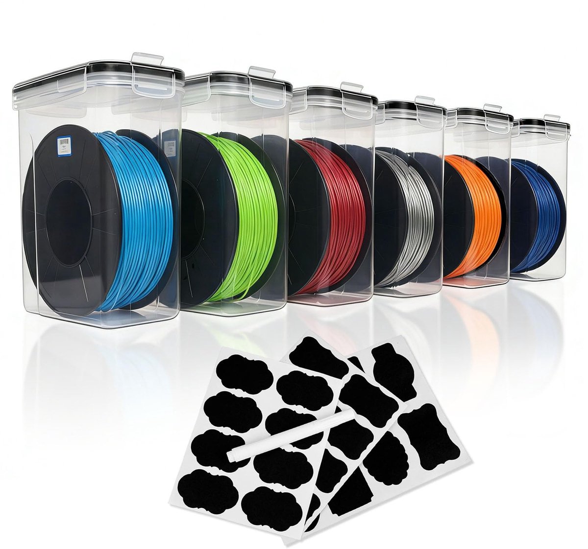 Omgoods - Set van 6 Filament Opbergdozen met Labels en Pen
