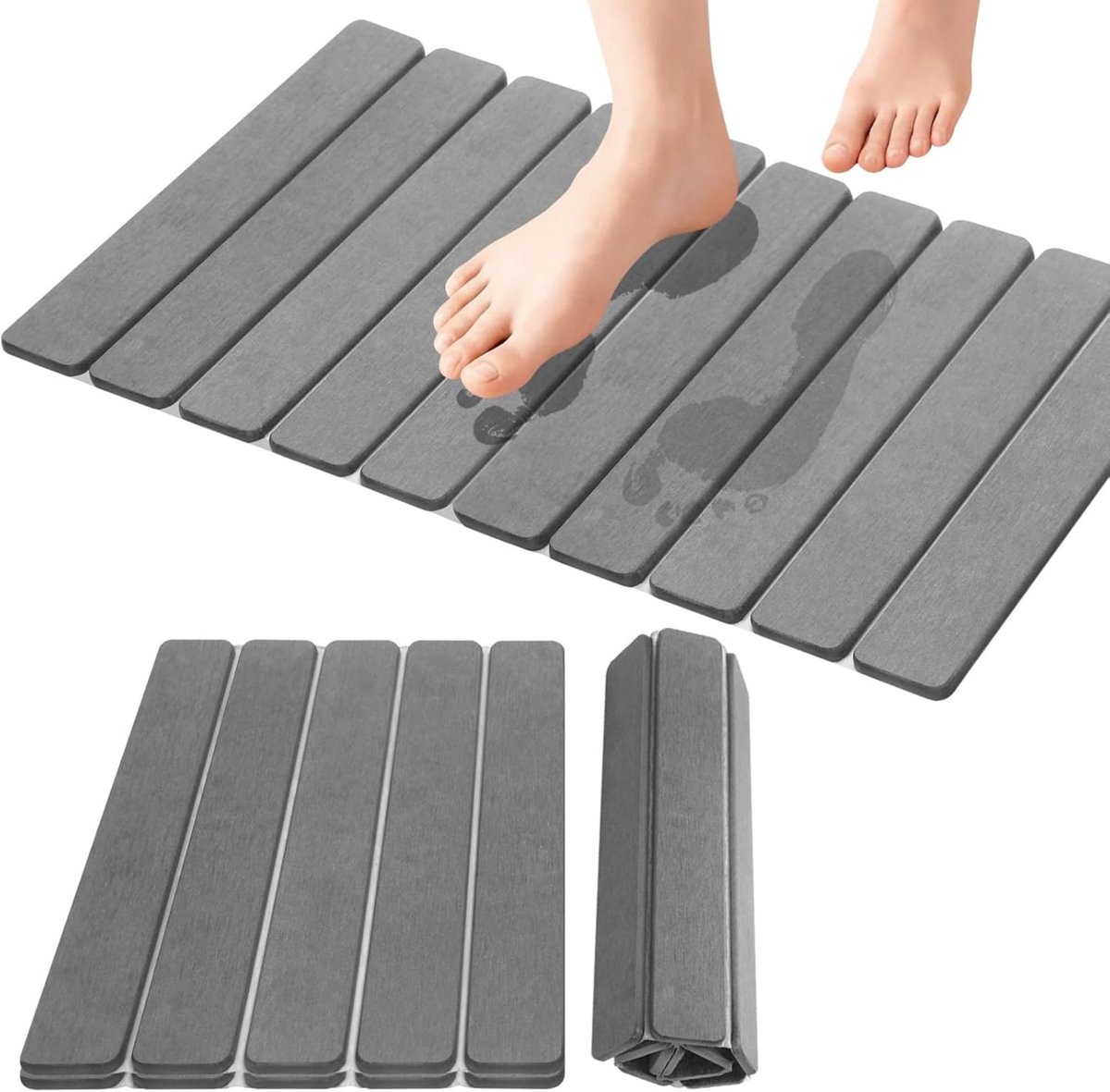 Omgoods - Vouwbare Pebble Badmat, Antislip en Sneldrogend