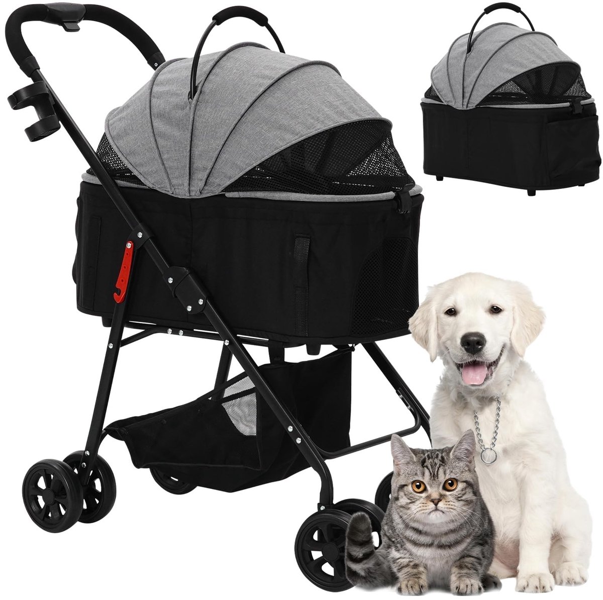 Omgoods - 3-in-1 Hondenbuggy voor Middelgrote Honden tot 20 kg