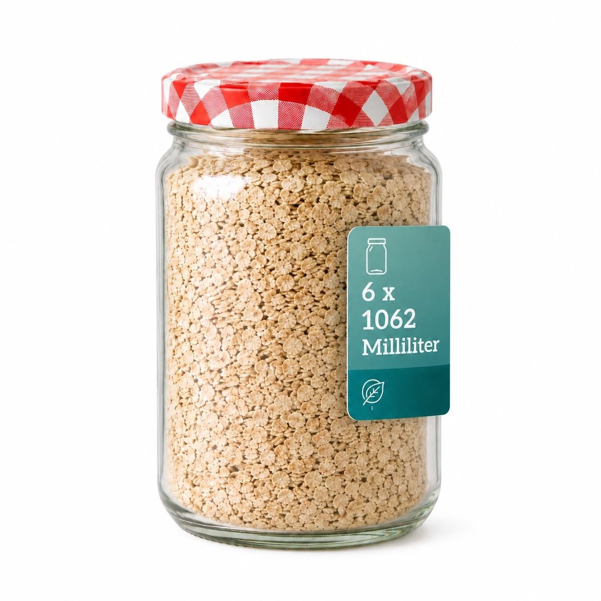 Omgoods - Set van 6 Weckpotten 1062 ml met Schroefdeksel voor Inkoken en Bewaren