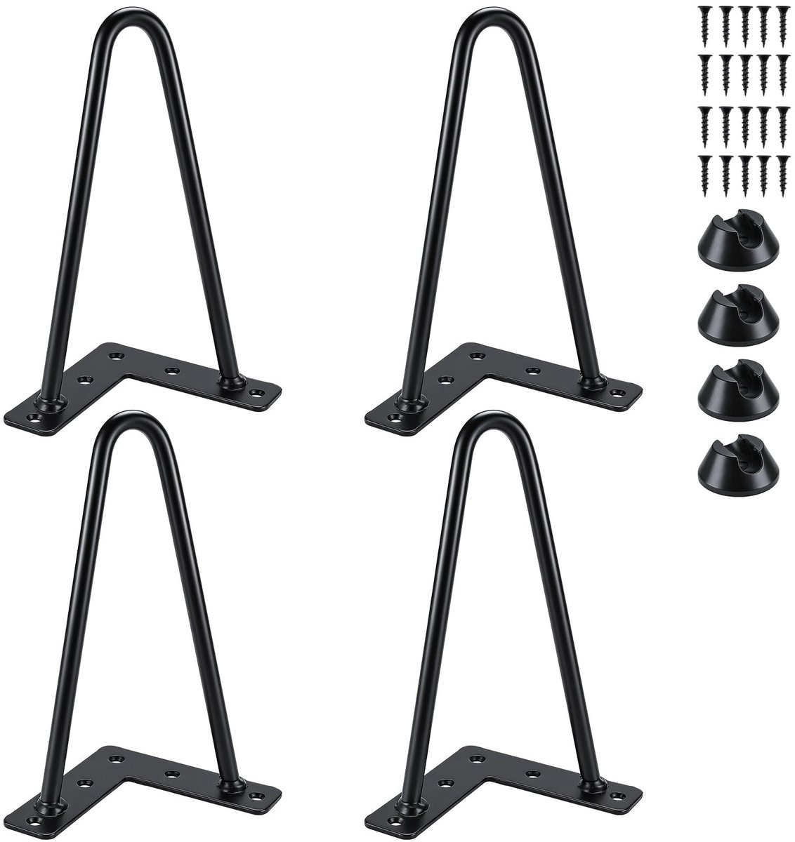 Omgoods - Set van 4 Zwarte Haarpin Tafelpoten voor DIY Meubels (20 cm)