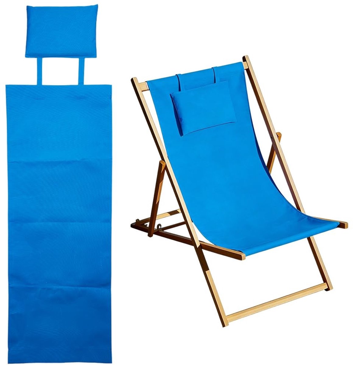Omgoods - Vervangende Doek voor Strandstoel 146 cm x 43,2 cm Blauw