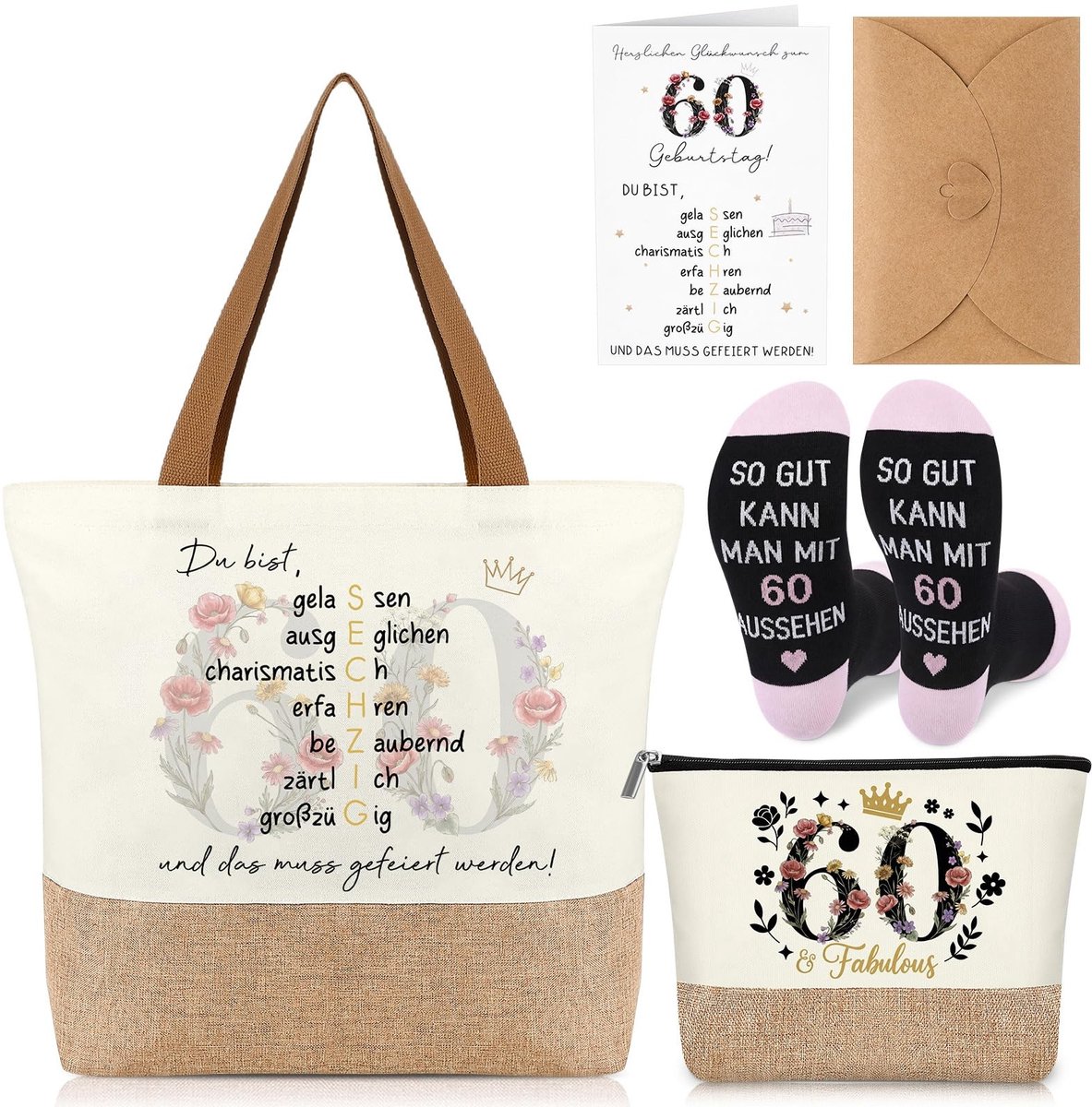 Omgoods - Jute Tas met Verjaardagskaarten en Enveloppen