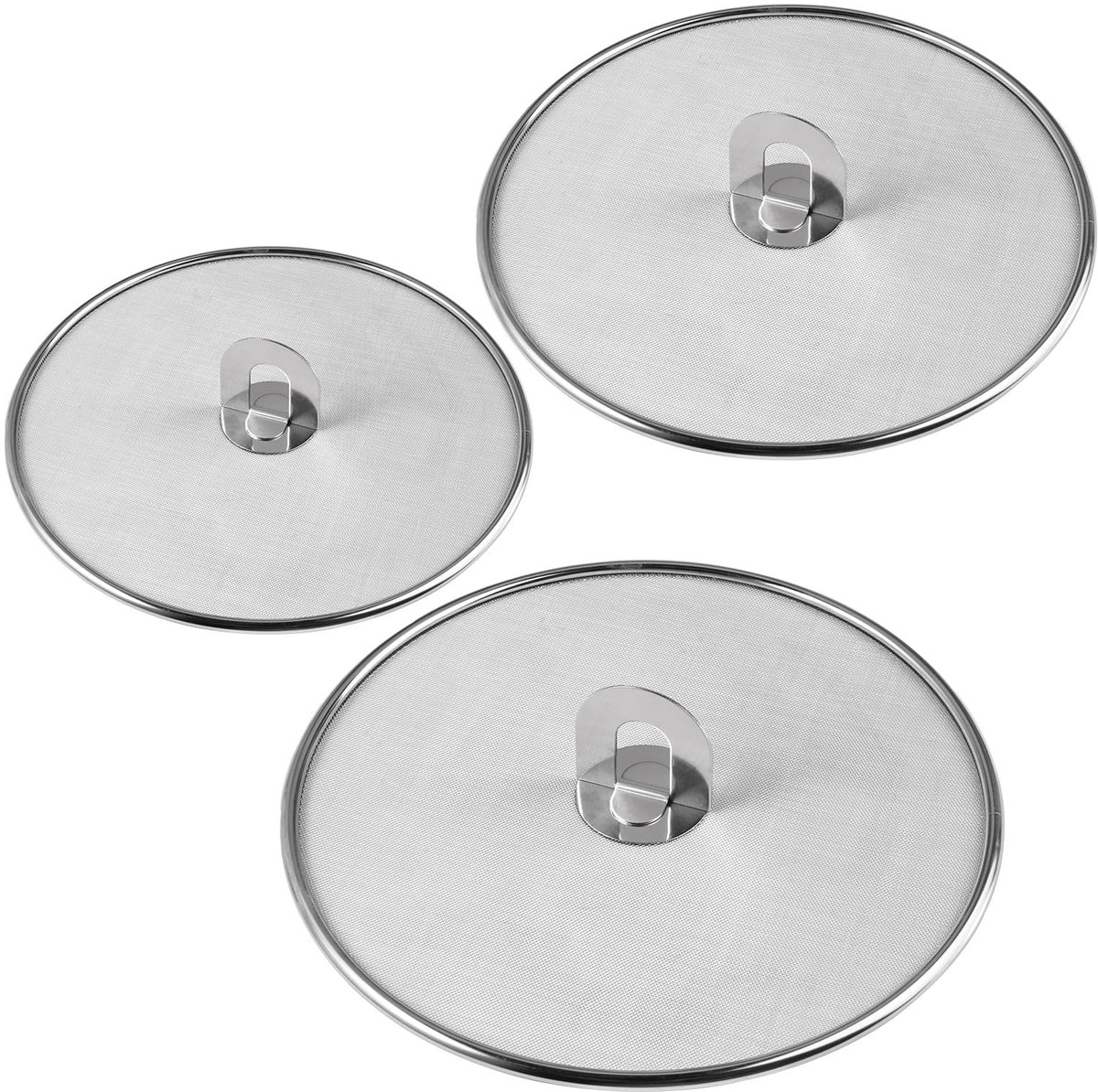 Omgoods - 3-delige RVS Spatdeksel Set voor Pannen van 25cm tot 33cm