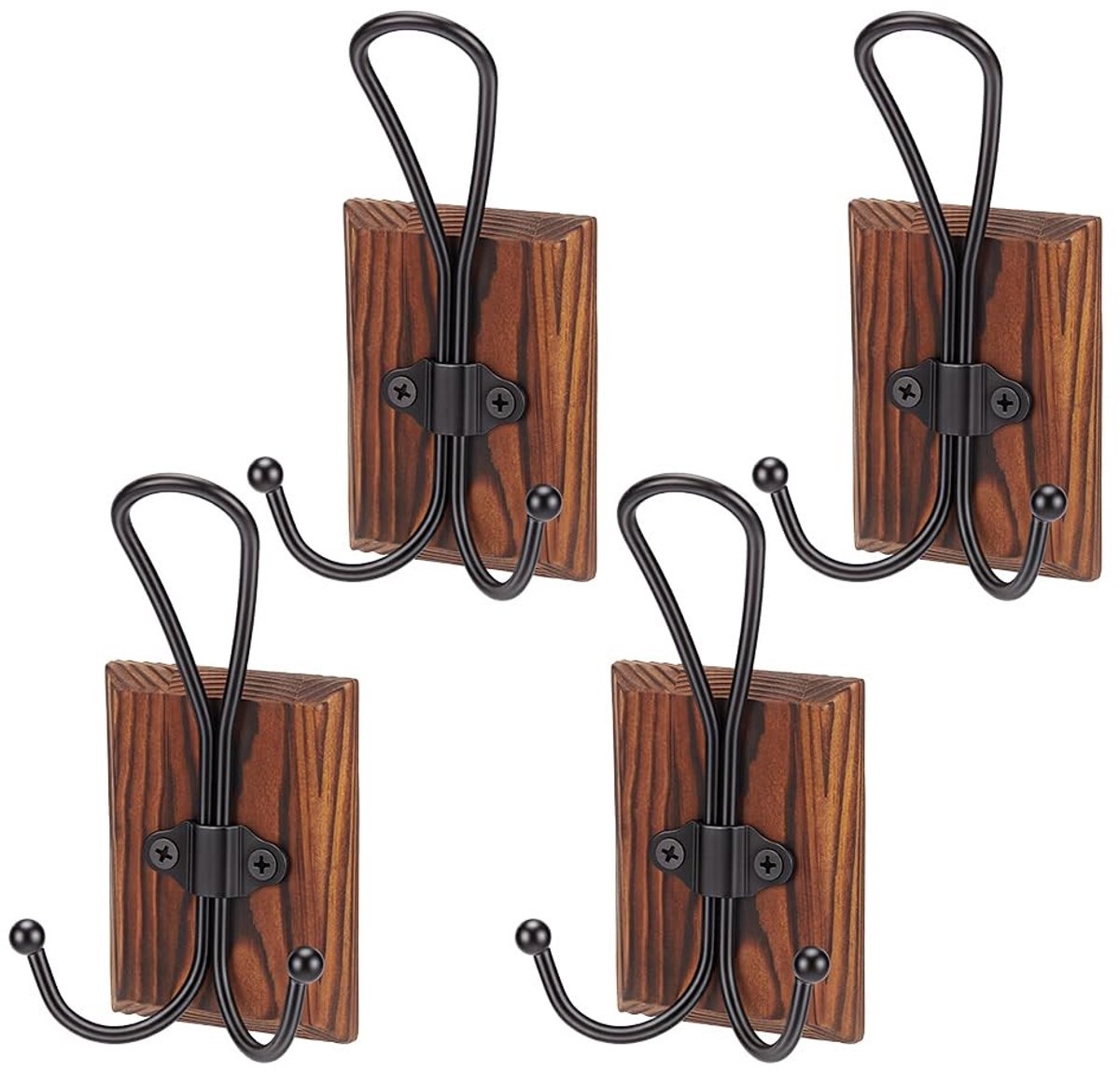 Omgoods - Set van 4 Rustieke Houten Wandhaken