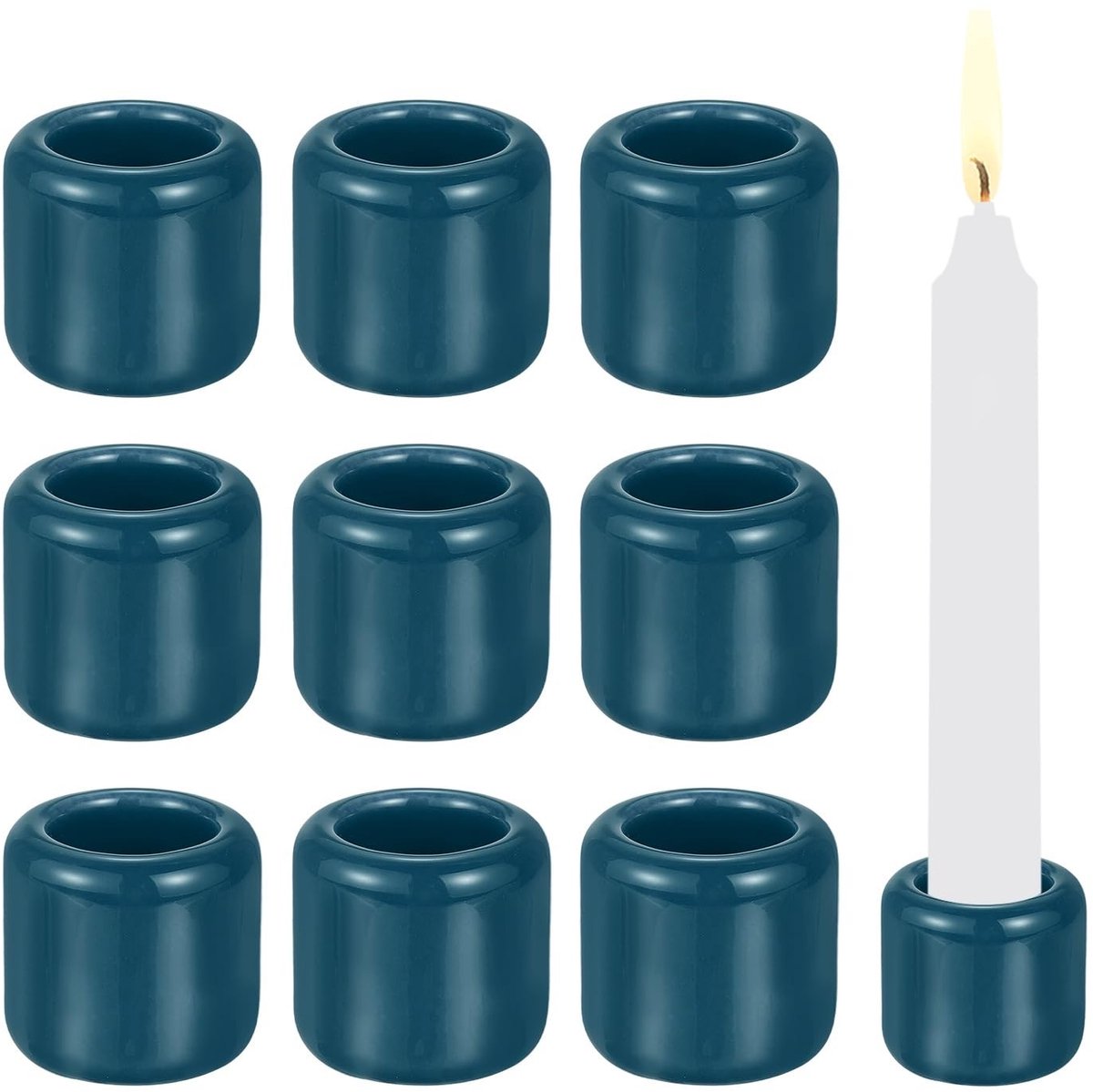 Omgoods - Set van 10 Donkerblauwe Mini Kaarsenhouders voor Meditatie