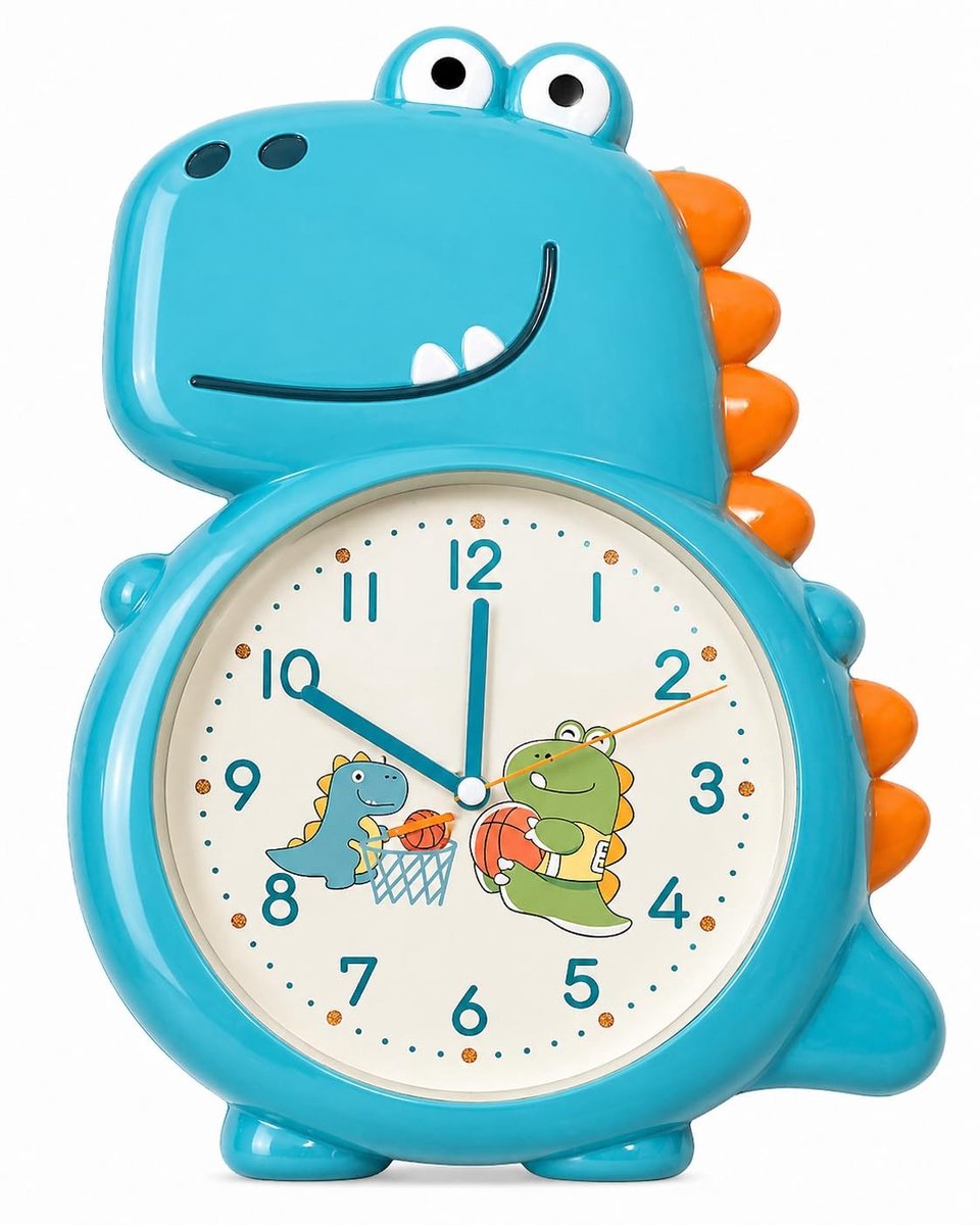 Omgoods - Dinosaurus Wandklok voor Kinderen met Stille Quartz Mechanisme
