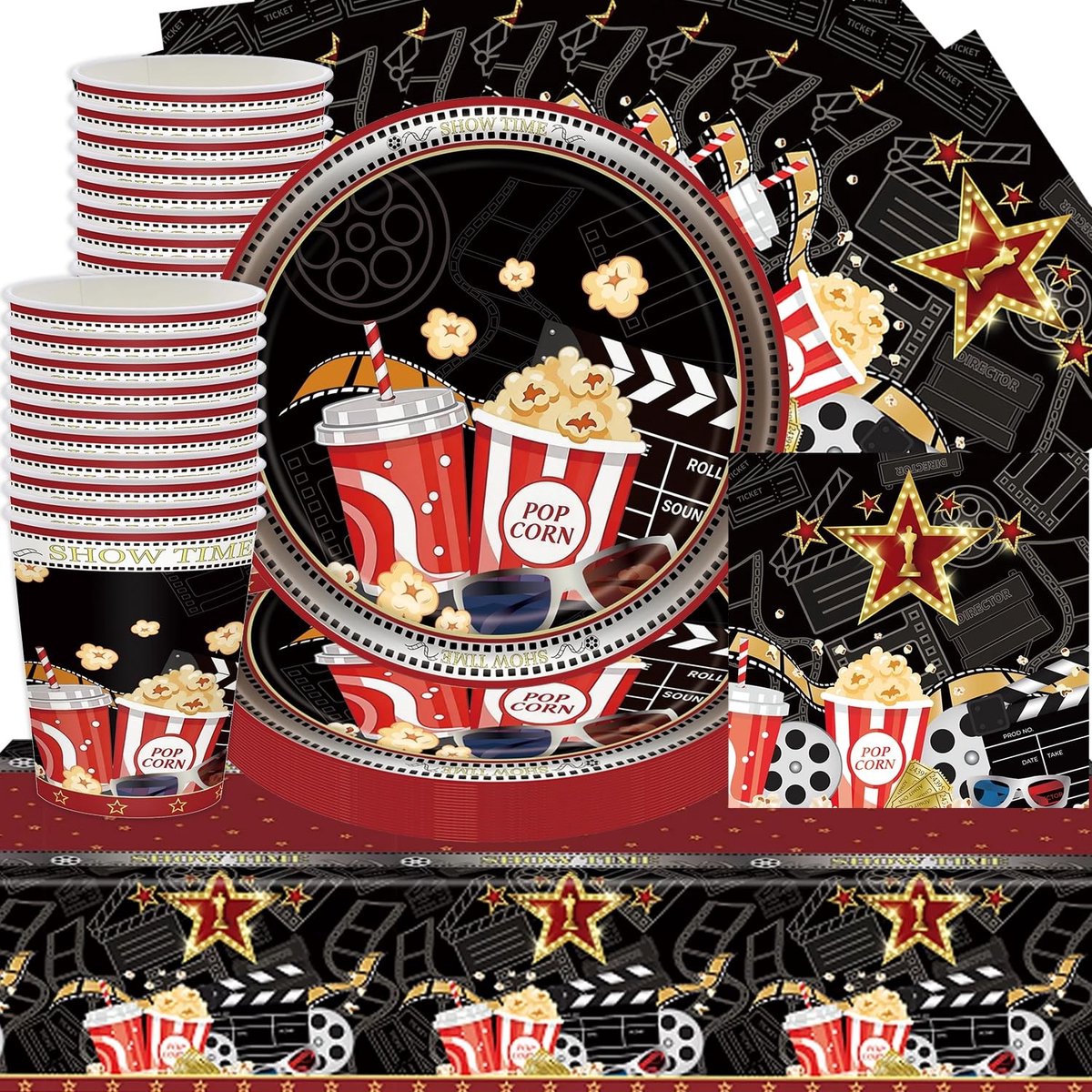 Omgoods - 61-delige Filmnacht Feestdecoratie Set voor 20 Personen