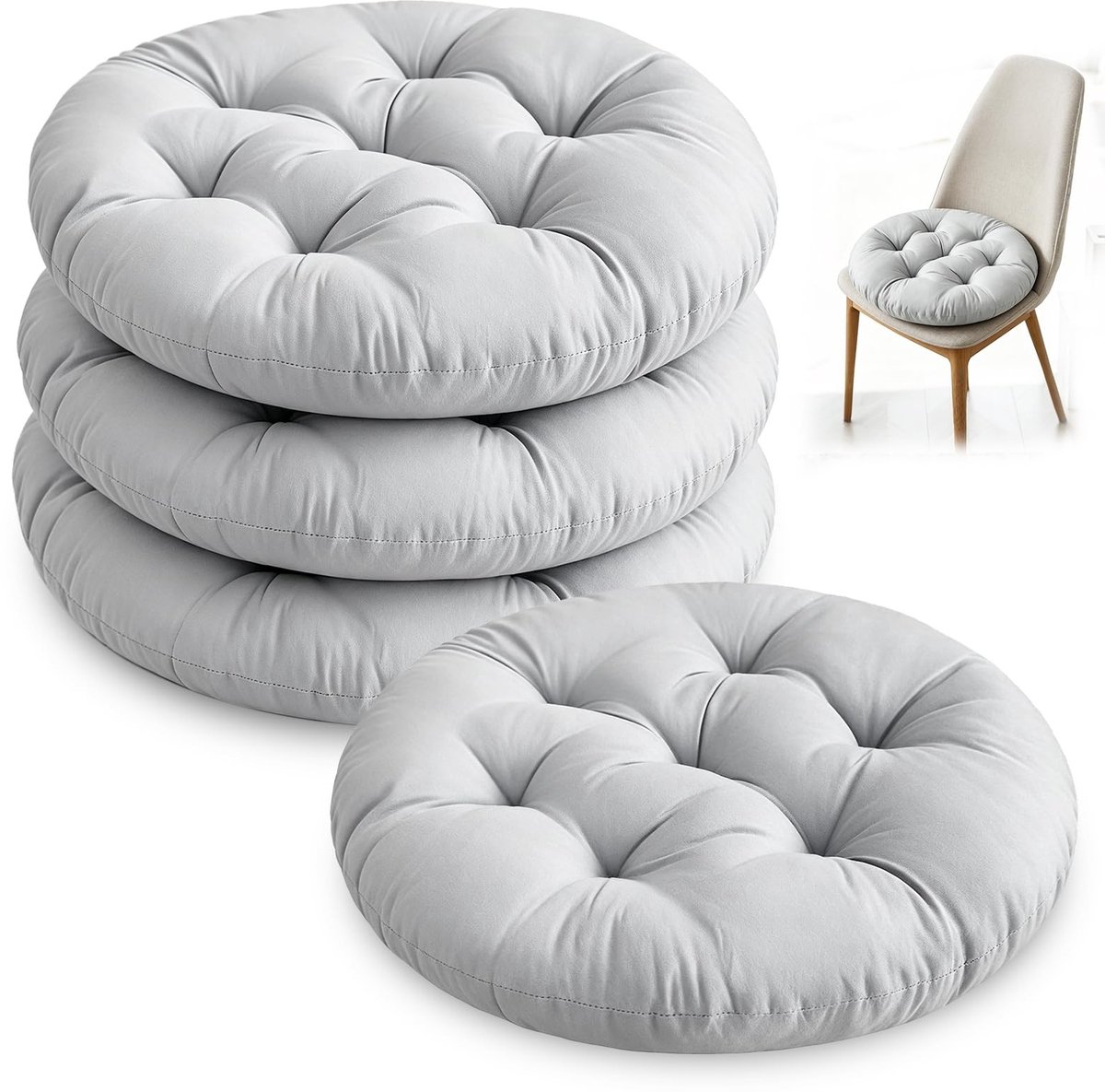 Omgoods - Set van 4 Rond Zitkussens 40 cm voor Binnen en Buiten