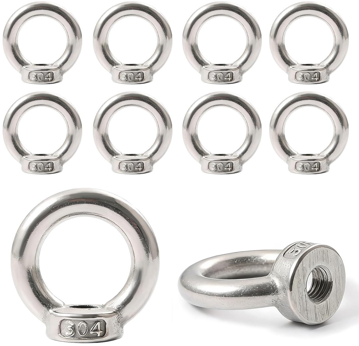 Ring Nuts, 10 Pieces Eye Nut M5, 304 Ring Nuts Made of Stainless Steel, for Rope Mounting, Lifting Accessories and - ShopVlot