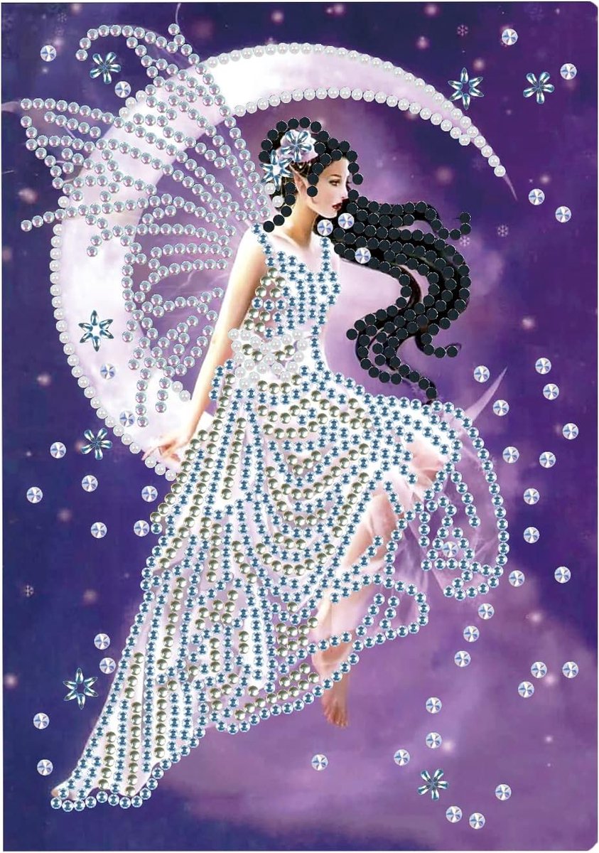 SnelShoppen - Diamond Painting Notitieboek A5, Leeg, Creatief Notitieboek voor Volwassenen en Kinderen, DIY Schilderen op Nummer, Elf & Fee Thema, 50