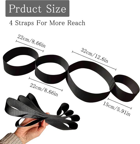 SnelShoppen - Yoga Band 4 Loops - Stretchband voor Yoga, Pilates en Fascia Training, Duurzaam 100% Katoen, 96 cm, Licht Rek Aid voor Pijntherapie en S van Snelshoppen — afbeelding 5