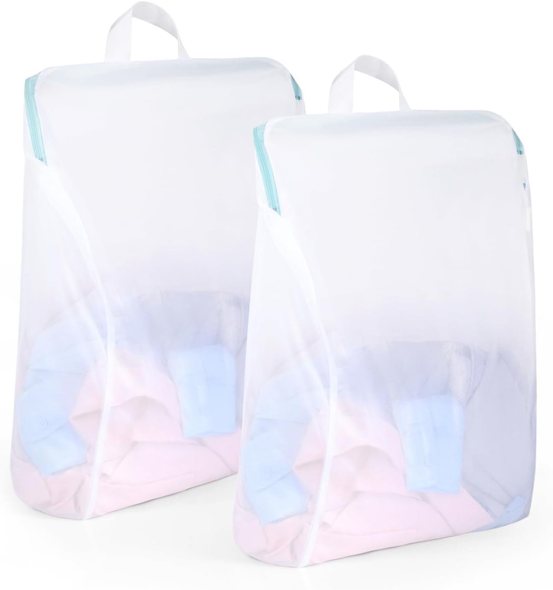 Wasnet waszak 40 x 50 cm - mesh materiaal - met handvat en rits - beschermt ondergoed en blouses - ShopVlot