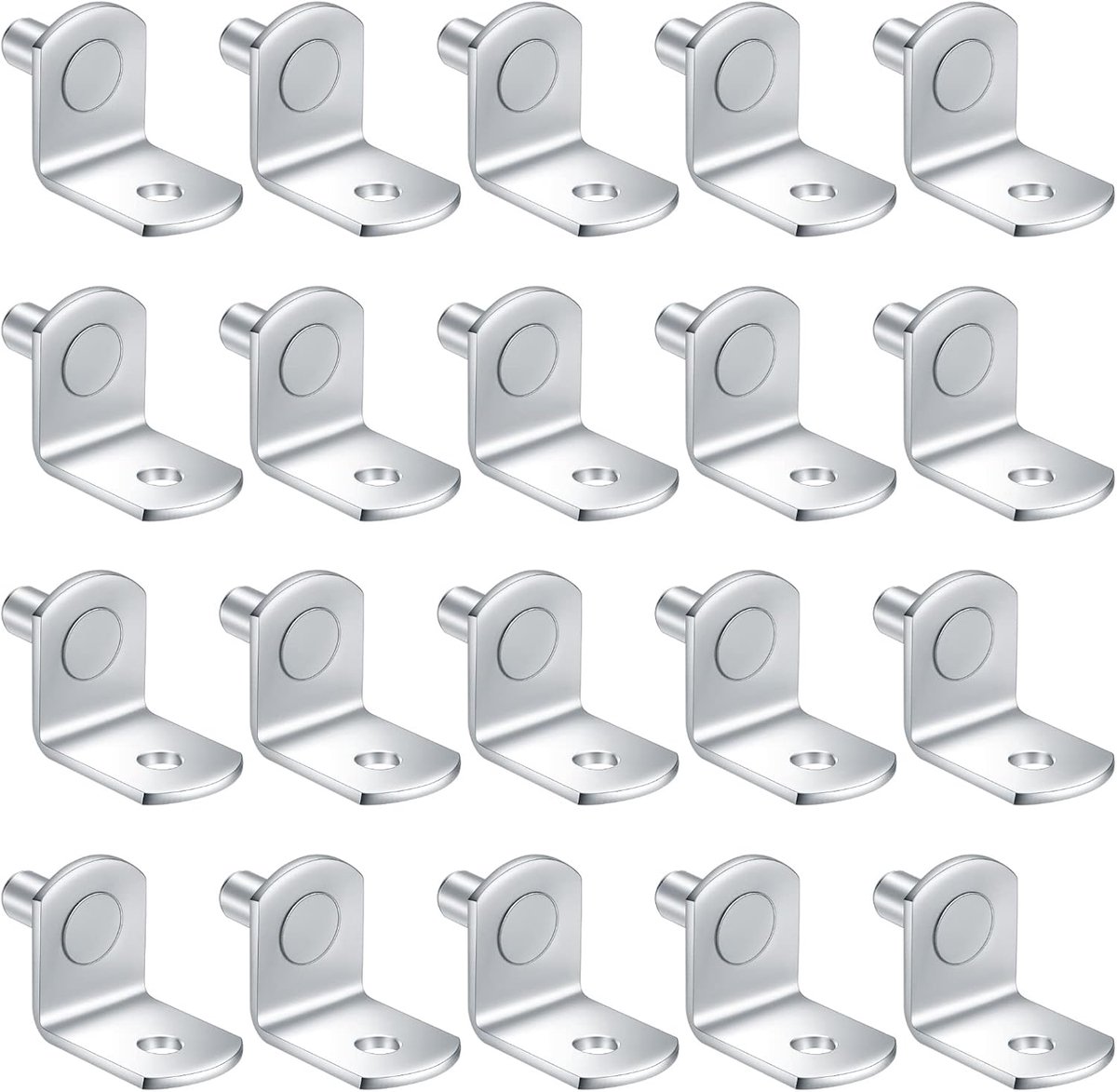 SnelShoppen - 20 stuks L-vormige metalen planksteunen 5mm, roestvrij staal, eenvoudig te installeren, voor wandplanken, boekenplanken, opslagoplossing
