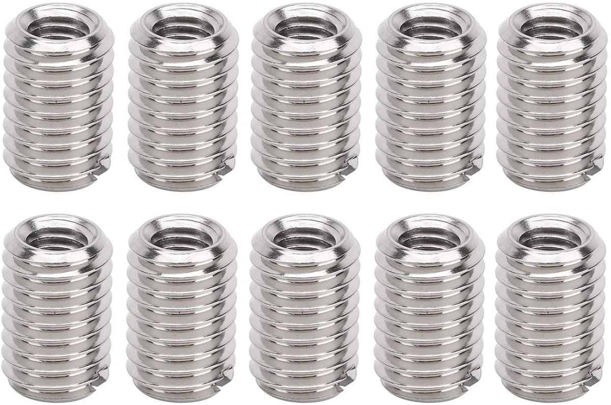 SnelShoppen - M12 naar M8 Draad Adapter, 10 Stuks Draad Reparatie Moer, Roestvrij Staal Bevestigingsaccessoire M5 X 0.8mm M8 X 1.25mm 12mm M8 naar M6