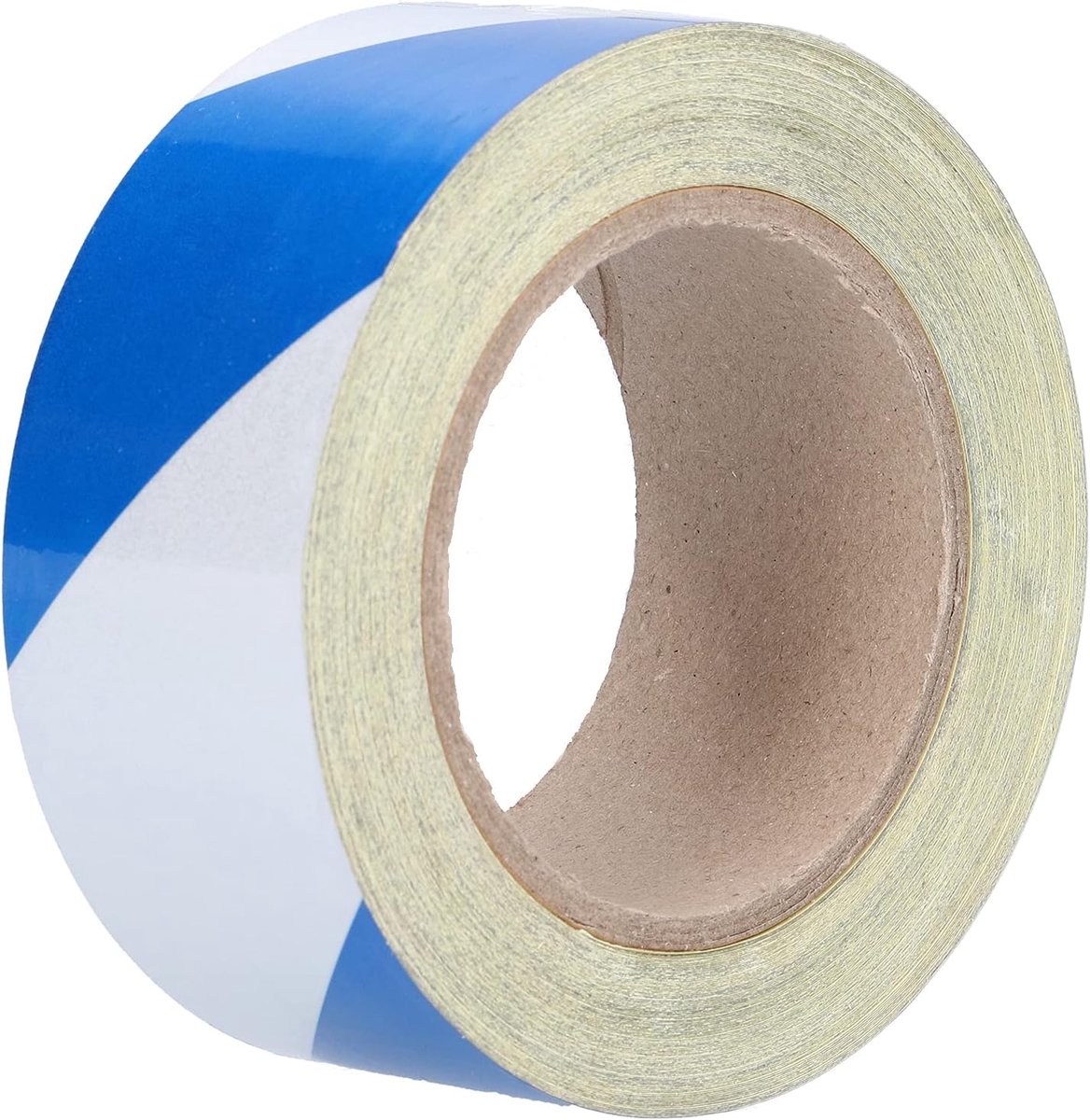 SnelShoppen - Reflecterende Veiligheidstape Blauw Witte Gestreepte Vloermarker Tape Waarschuwings Tape Zelfklevende Veiligheidsstickers voor Vloer en