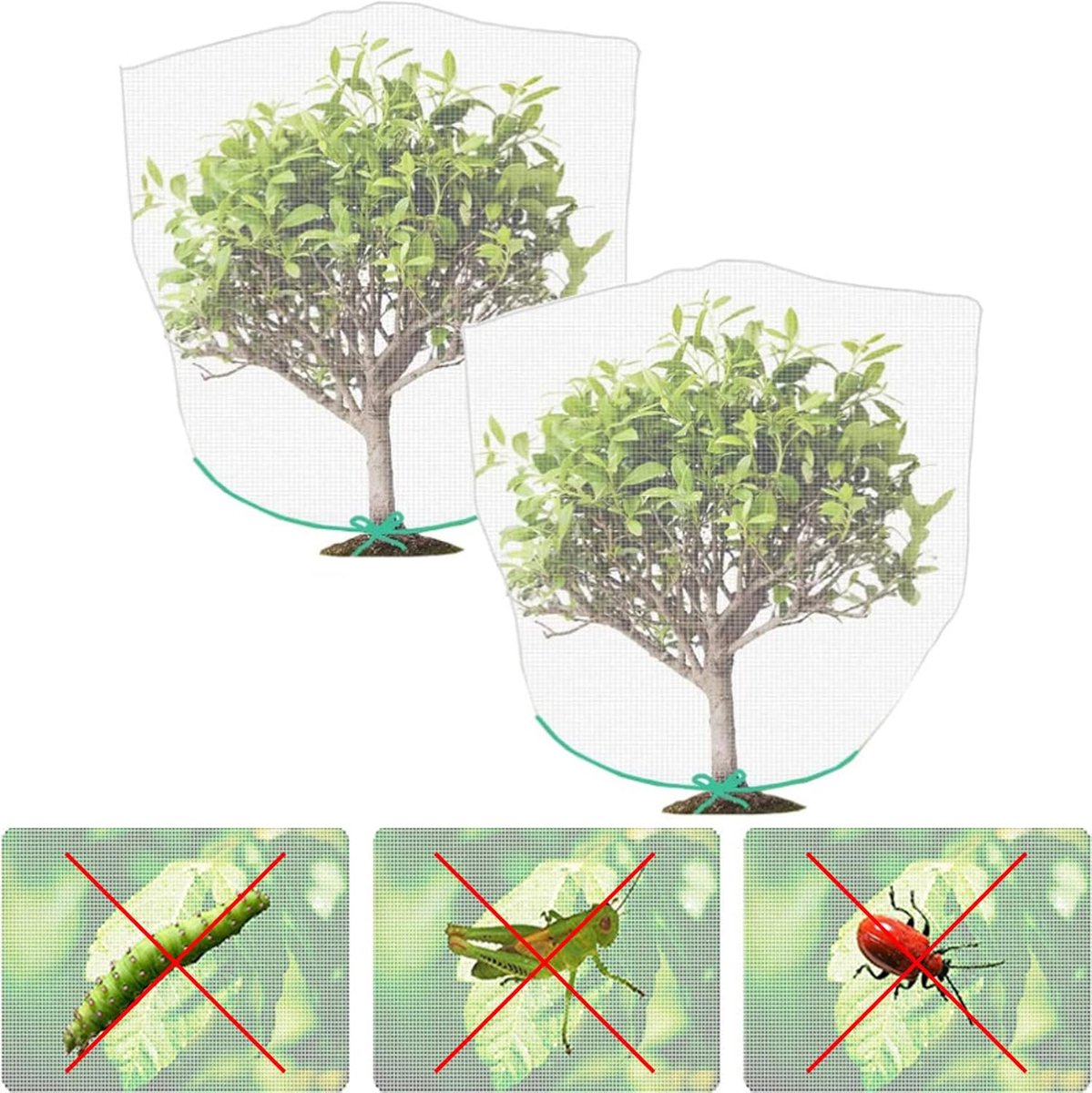SnelShoppen - 2Pcs Plantenbeschermnet, Insecten- en Vogelnets, 1.5x1M, Transparant, UV-bestendig, Ideaal voor Tuinplanten, Bescherming Tegen Ongediert
