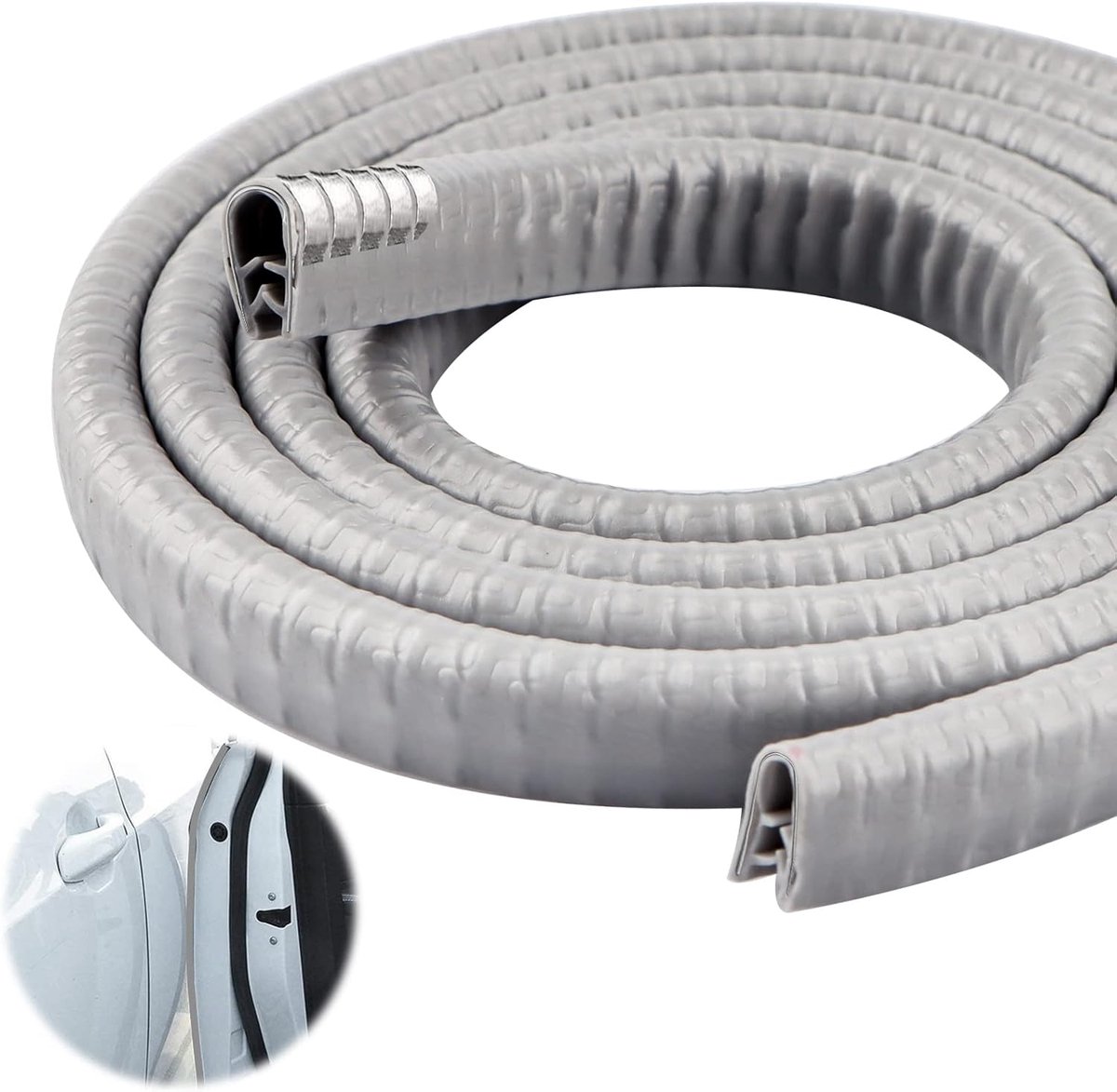 SnelShoppen - 5 m Auto Deurrand Bescherming, Universeel, Aanpasbaar, Antislip en Anti-Trilling, Grijs, Perfect voor Alle Auto Modellen