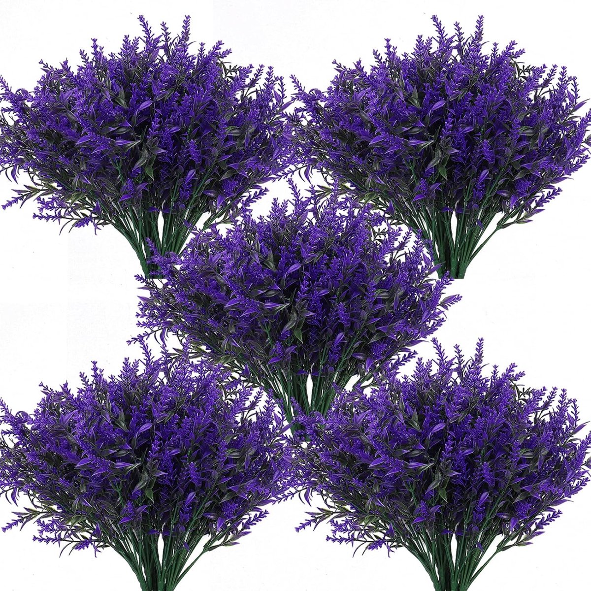 5 stuks kunstlavendel voor buiten – UV-bestendige nepbloemen – Voor hangpotten, tuin & thuisdecoratie – Geen onderhoud – Paars