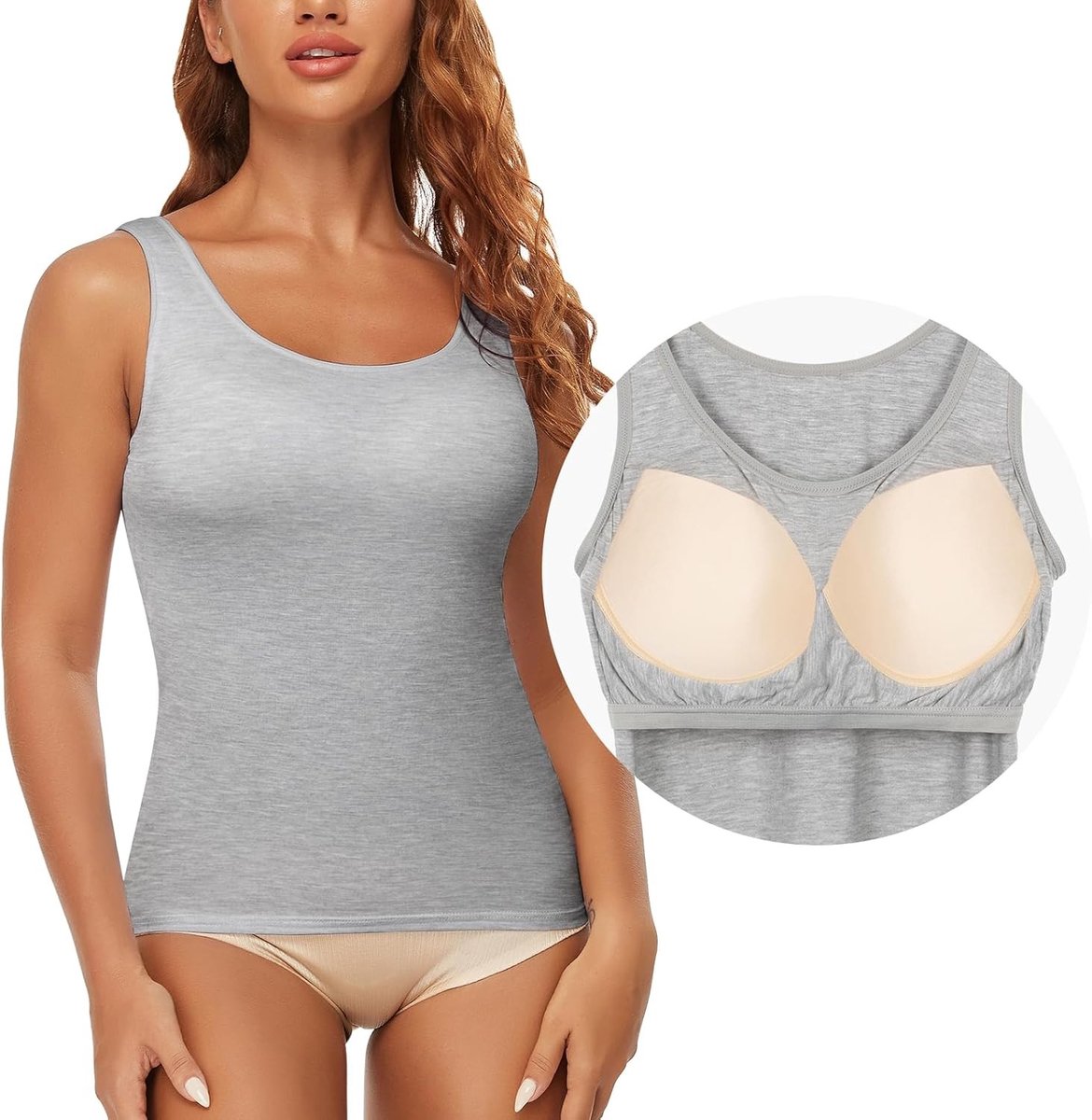 Dames Onderhemd met Verwijderbare Cups, Naadloze Tanktop voor Tummy Shapewear en Comfortabele Pasvorm