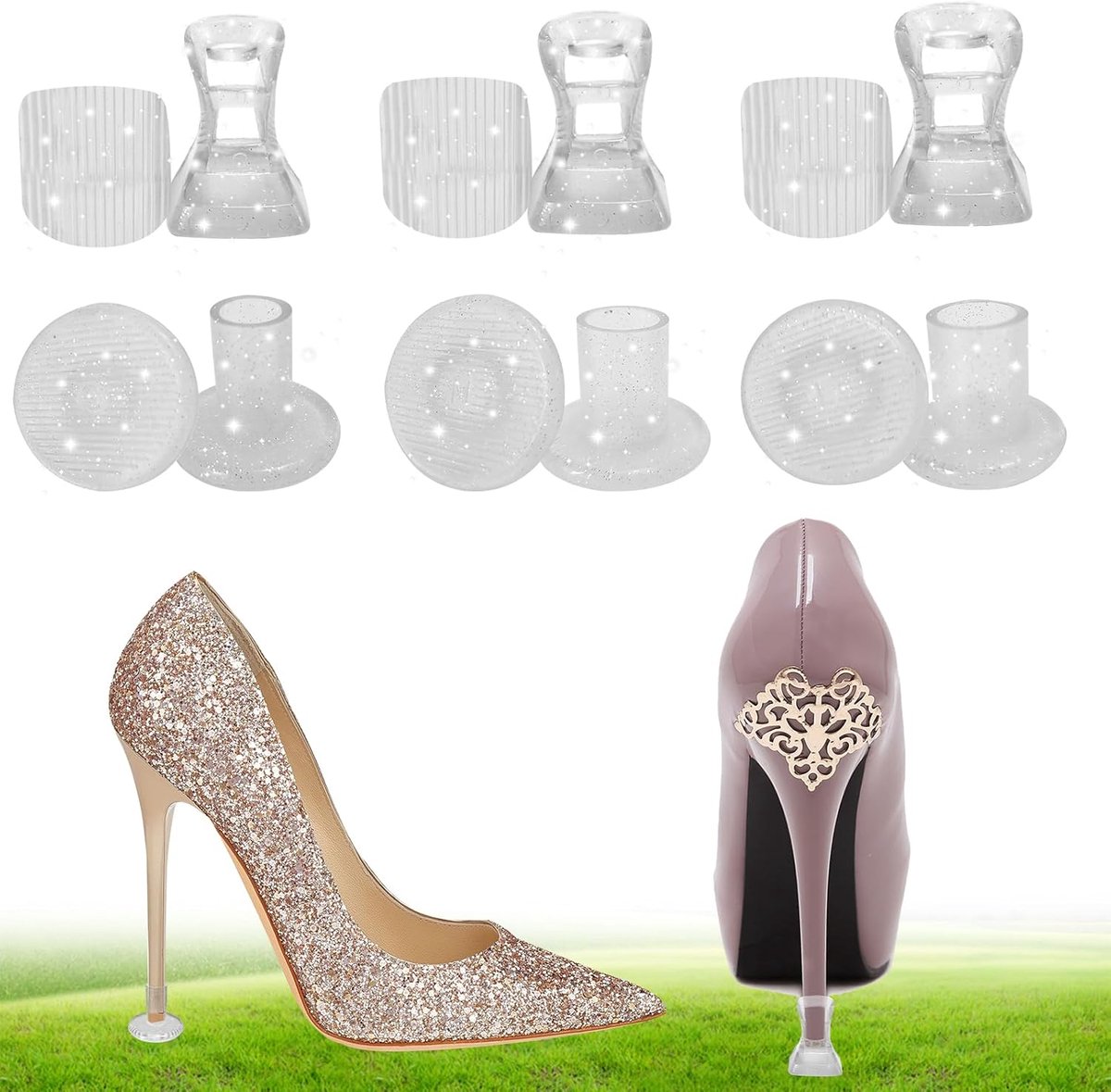 Hakbeschermers 6 paar - transparant - siliconen - antislip voor bruiloft en evenementen - ShopVlot