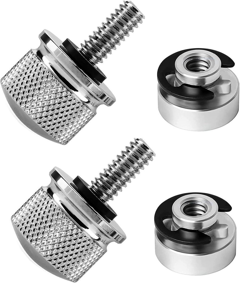 SnelShoppen - Set van 2 Aluminium Motorfiets Zadel Schroeven en Achterspatbord Moeren, 1/4"-20 Draad, Met C-Clip, Voor Harley Davidson Softail Dyna Sp