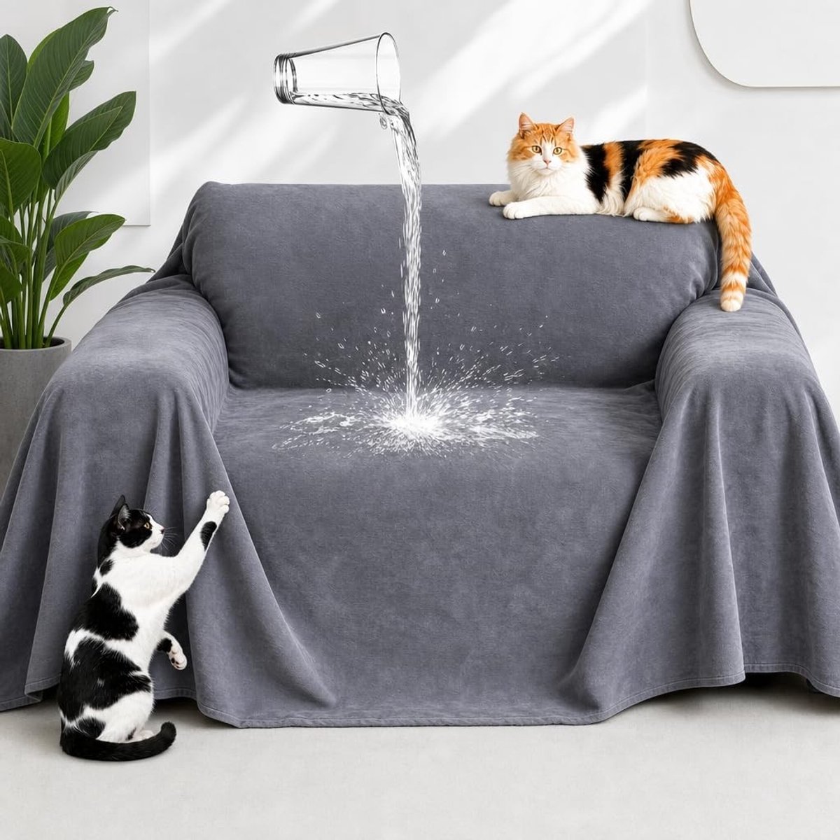 Beschermende Hoes voor 1-Persoons Bank - Waterdicht en Krabbestendig - Ideaal voor Huisdieren, Kinderen en Meubilair - Grijs, 230x180cm