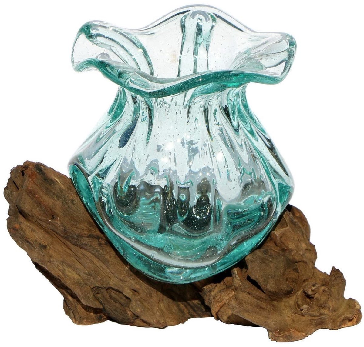 Omgoods - Handgemaakte Houten Glasvaas Ø 10-11 cm