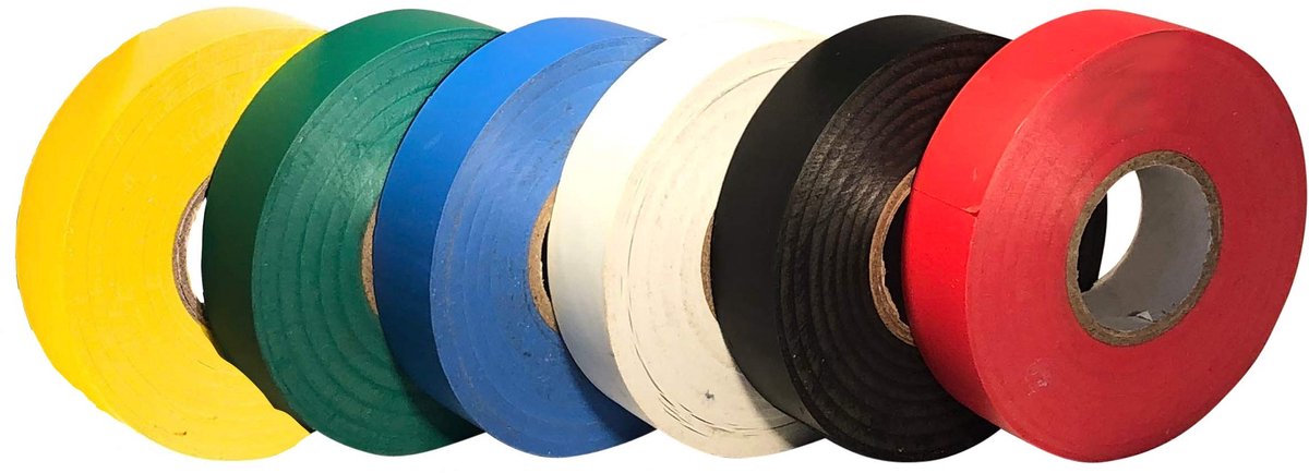 Omgoods - Set van 6 Premium PVC Elektrische Isolatietape in Diverse Kleuren