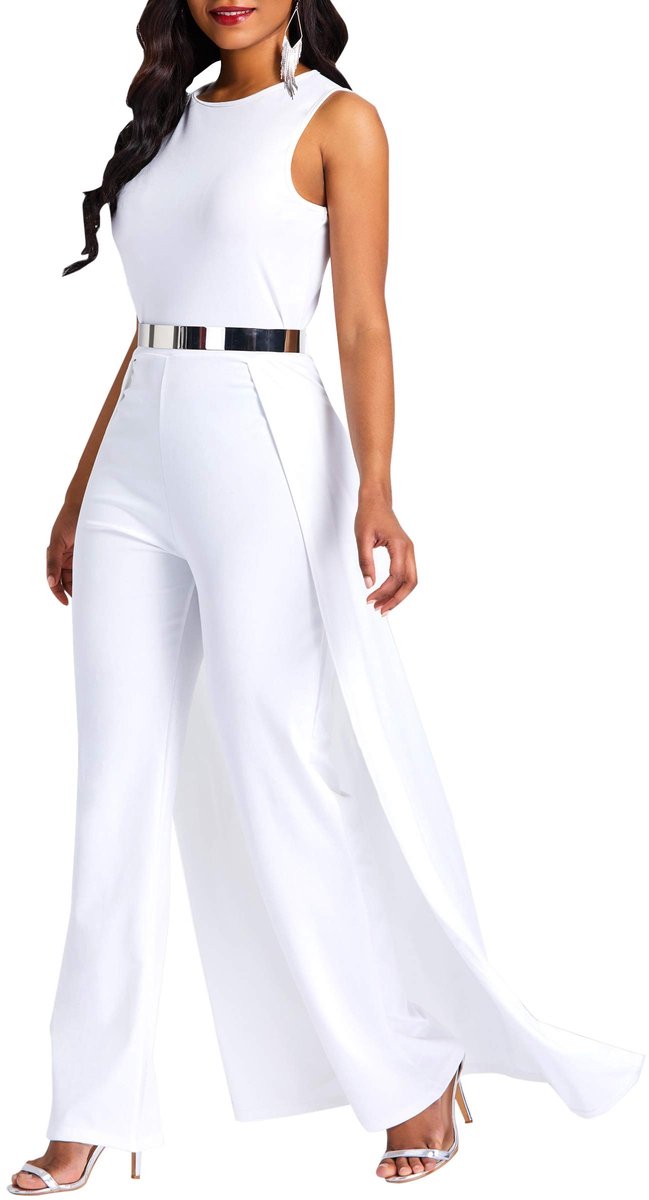 Omgoods - Dames Jumpsuit met Hoog Taille en Patchwork Overlay