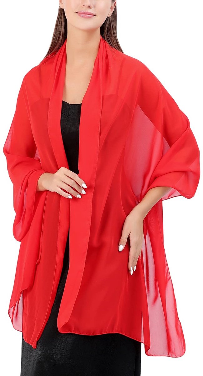 Elegante Chiffon Sjaal voor Avondjurken in Rood