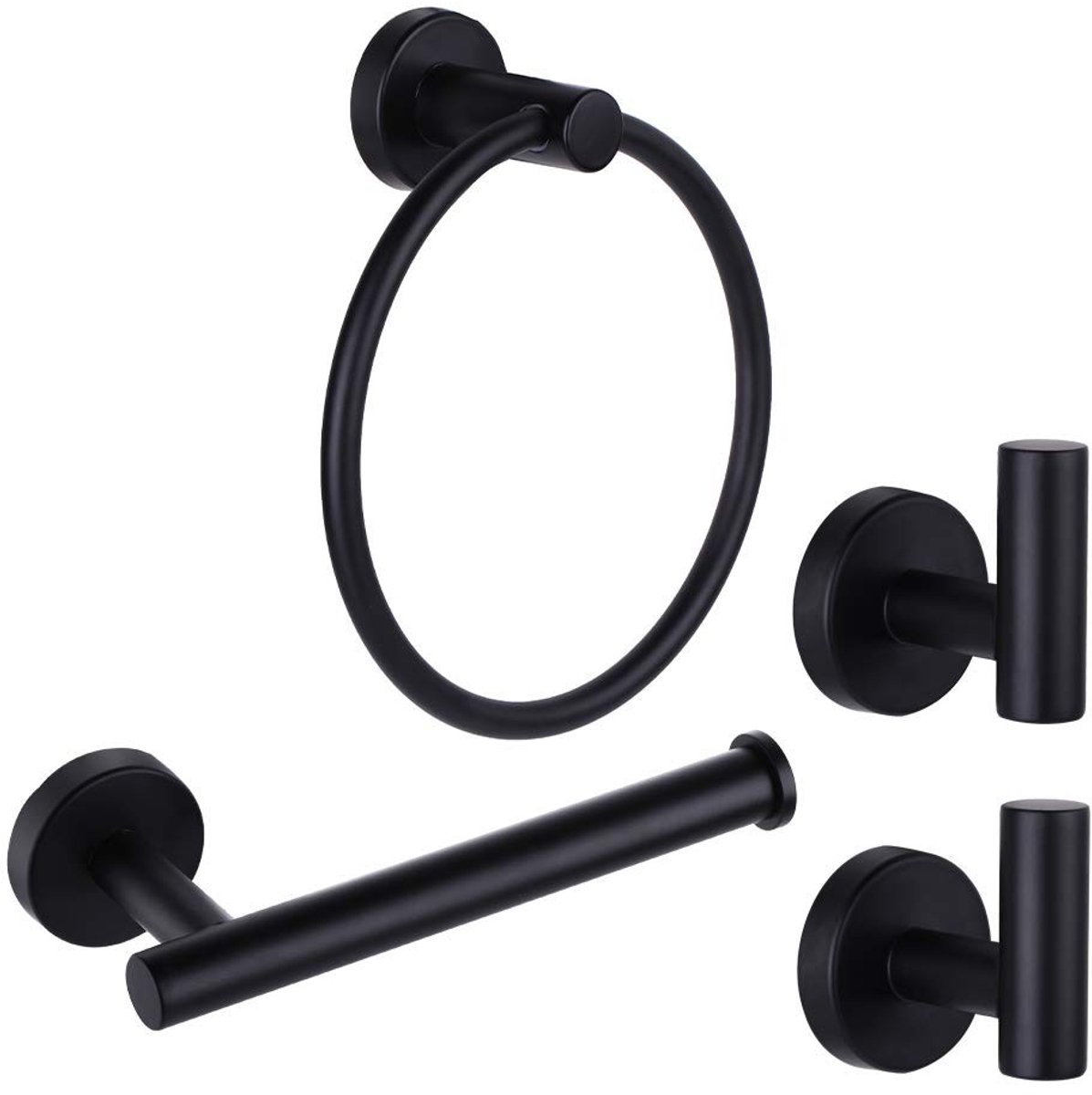 Omgoods - Badkamer Accessoires Set - Mat Zwart RVS 304 - 4 Delig