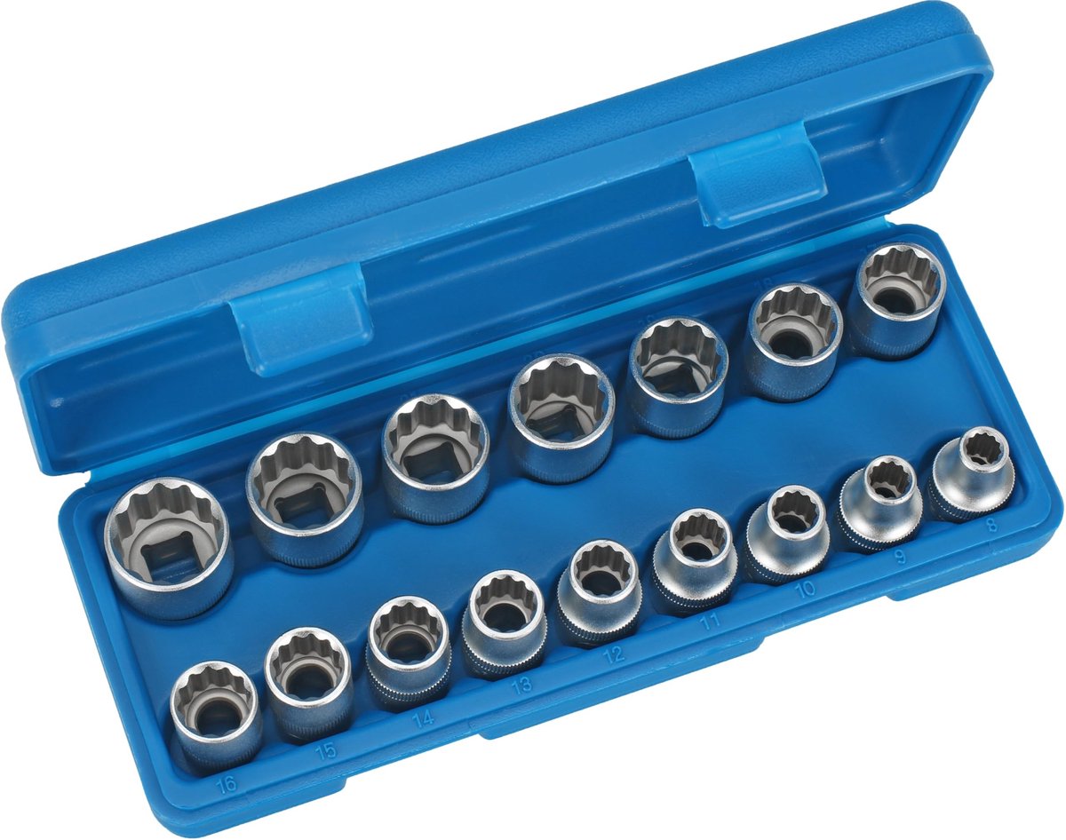 Omgoods - 16-delige Set met 1/2 inch Dopsleutels
