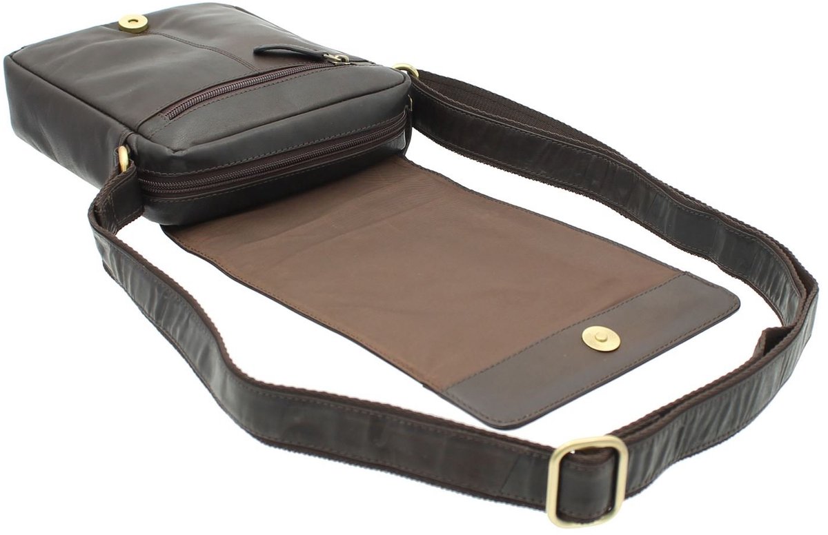 Omgoods - Compacte Leren Messenger/Travel Bag S7, Bruin