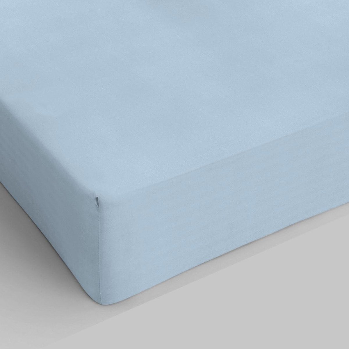 Omgoods - Bedlaken 25cm Hoek, 100% Katoen, Lichtblauw, Kleine Dubbele