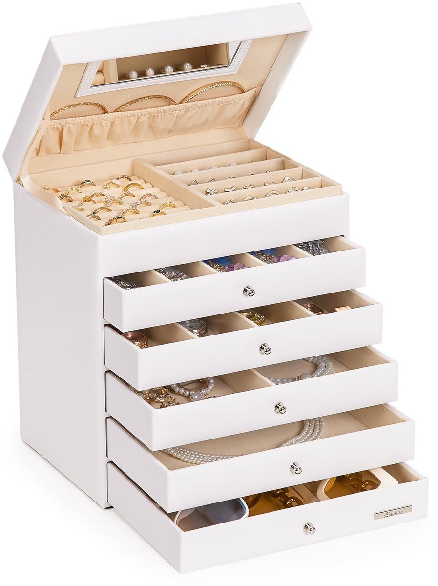 Omgoods - Sieradenbox met 5 Laden en Spiegel
