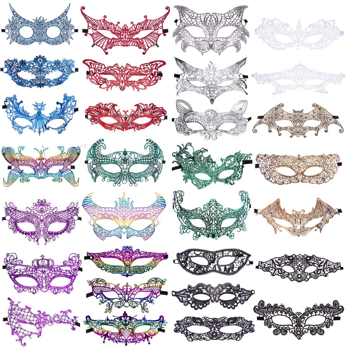 Omgoods - Set van 30 Venetiaanse Maskers voor Feestjes en Verkleedpartijen