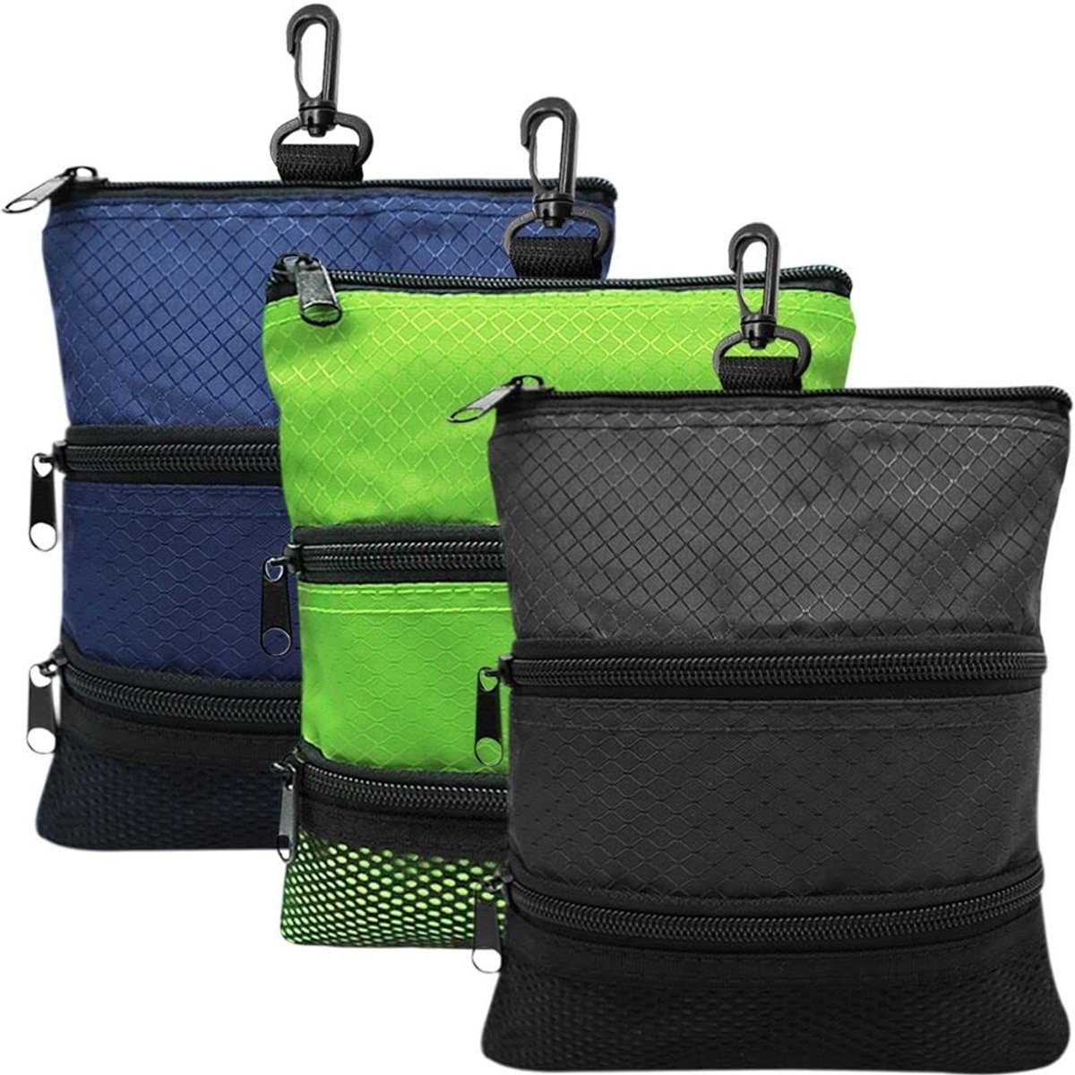 Omgoods - Golf Pouch Bag voor Ballen met Zipper en Gear Clip