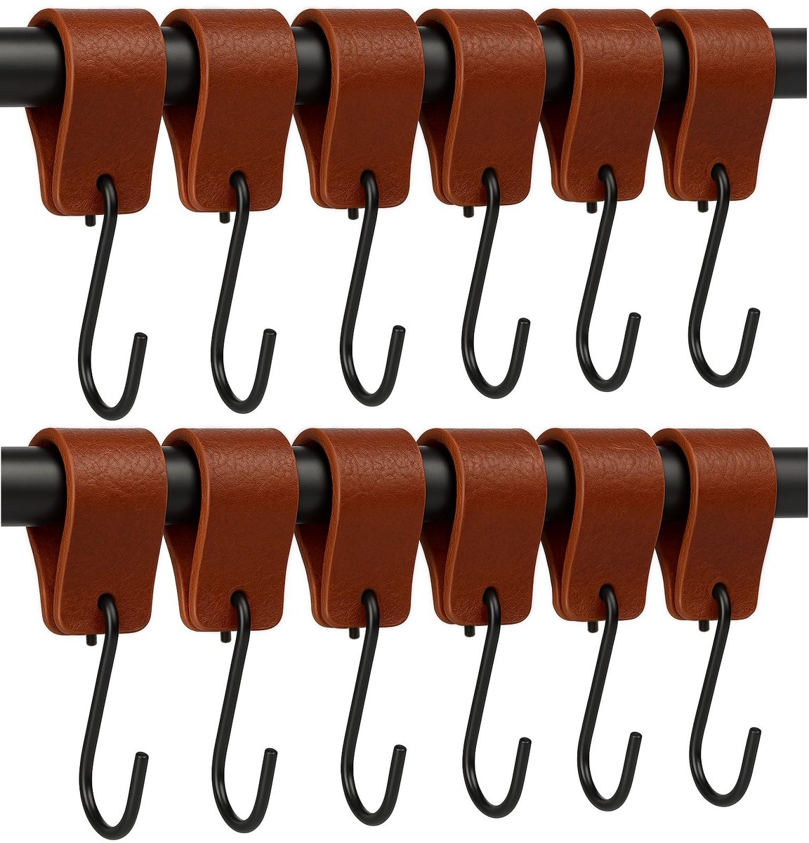 Omgoods - Multifunctionele Leren S-Haken Set van 12