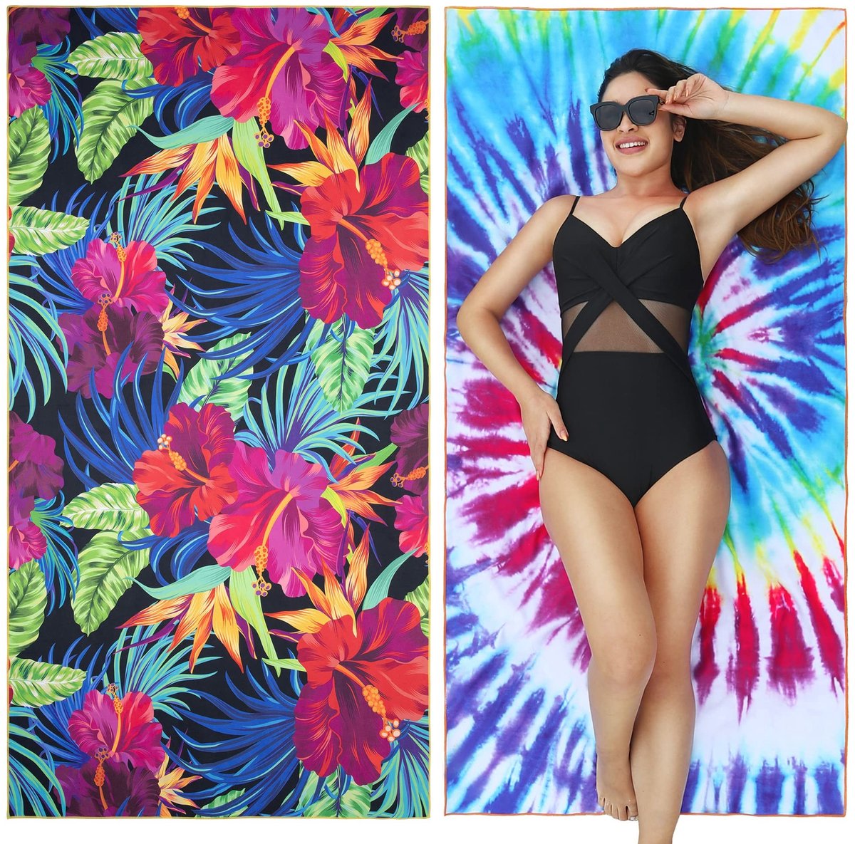 Omgoods - Sneldrogende strandhanddoek van microfiber - Lichtgewicht en zandvrij (2-pack)