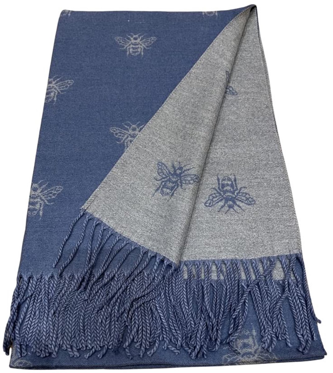 Omgoods - Dikke Reversible Sjaal met Bijenprint voor de Winter